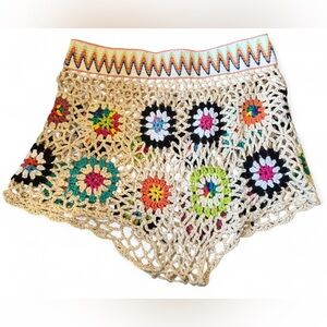 Knit Crochet Shorts Casual Hollow Out Elastic Waist Drawstring women’s size XL